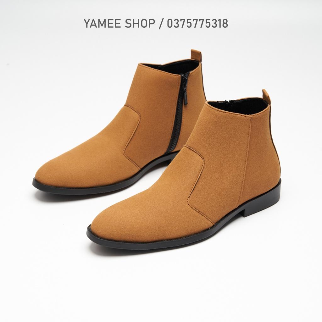 Giày chelsea boots nam da lộn, cổ lửng,khóa kéo,đế khâu.