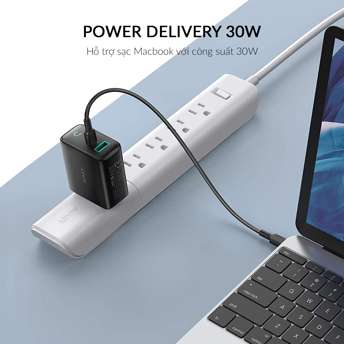 Cốc Sạc Sạc AUKEY PA-D1 Type C Power Delivery 30W Tích Hợp Công Nghệ Dynamic Detect  - Hàng Chính Hãng