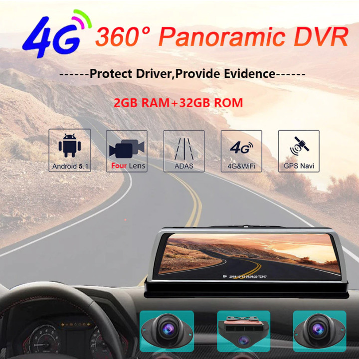 Camera hành trình đặt taplo ô tô cao cấp K600 tích hợp 4 camera, phát wifi trên xe nhờ tích hợp 4G LTE, định vị GPS - Hàng nhập khẩu