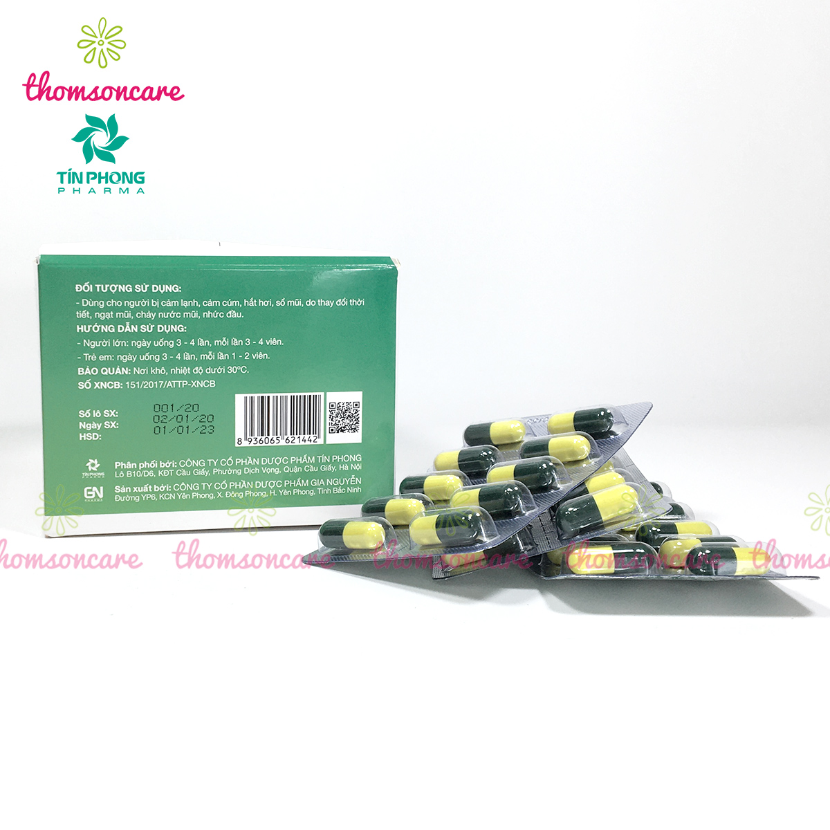Cảm cúm Tín Phong - Hộp 100 viên - Cải thiện triệu chứng cảm lạnh, hắt hơi, sổ mũi, nhức đầu từ thảo dược