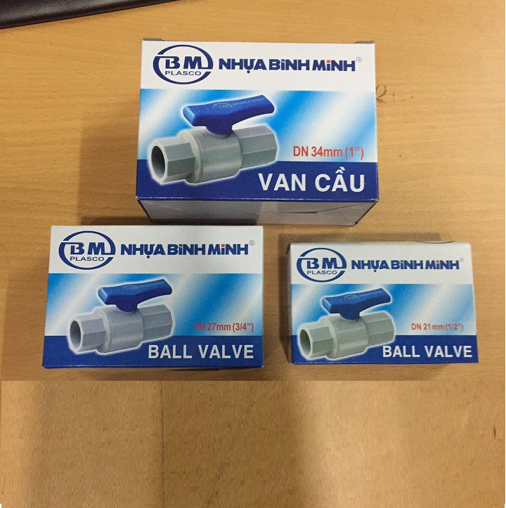 VAN KHÓA NƯỚC BÌNH MINH PVC : Phi 21mm, 27mm, 34mm, 42mm, 49mm - Van Khoá Nước