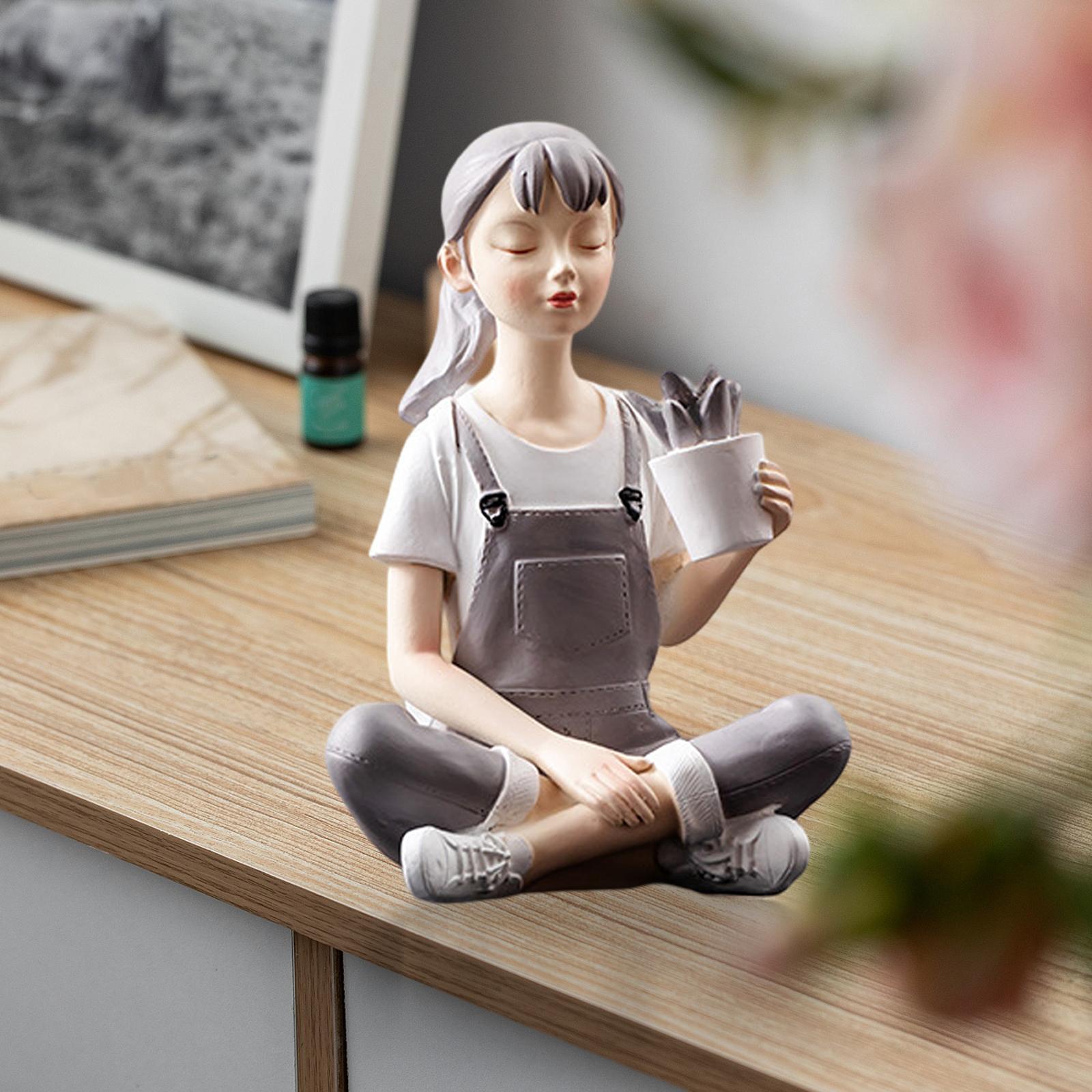 Decorative Maiden Ornament Sculpture Girl Figurine Statue for Bedroom Table