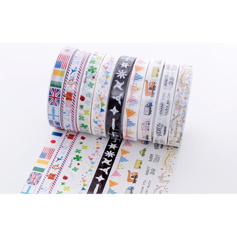 Cuộn Băng Dính Washi nhiều mẫu Dùng Trang Trí Tiện Dụng
