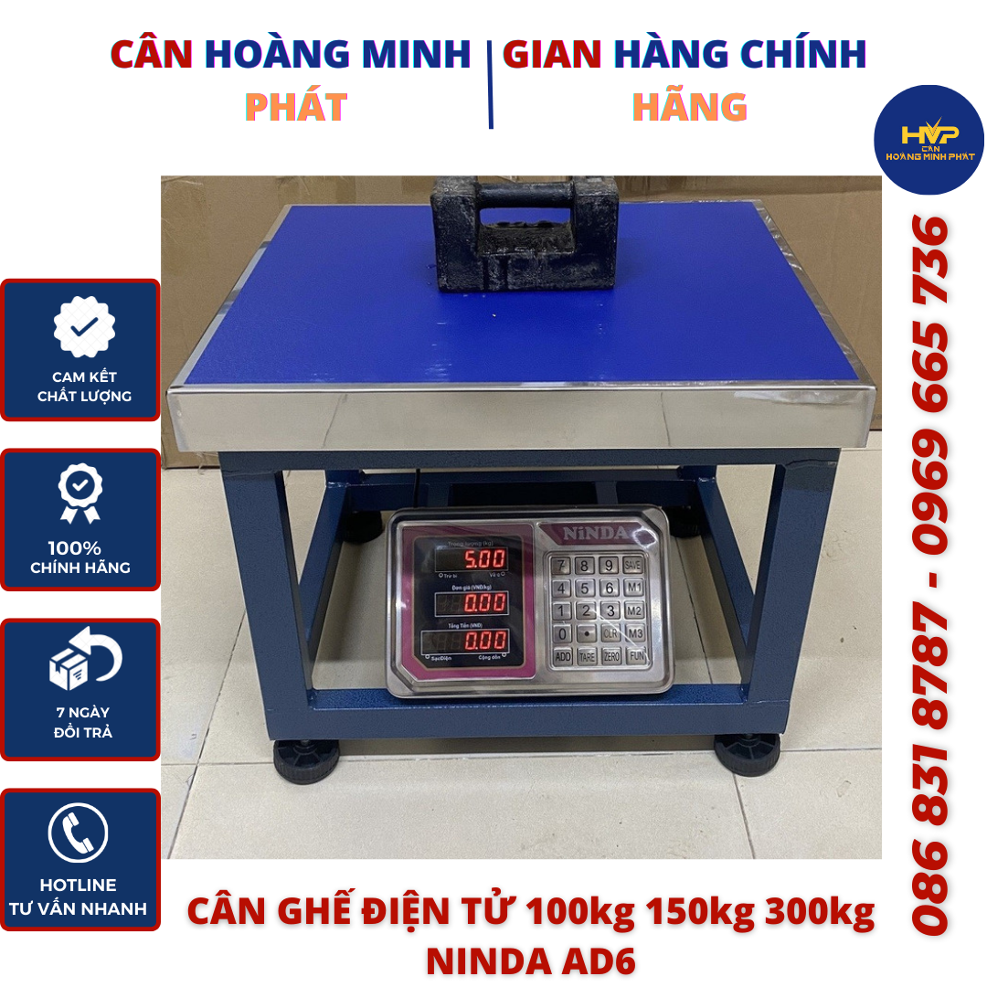 Cân Điện Tử Ghế Ngồi Tính Tiền 100kg - 150kg - 300kg Cao Cấp NiNDA AD6 (cân tích điện - tính tiền tự động) [ CÂN HOÀNG MINH PHÁT