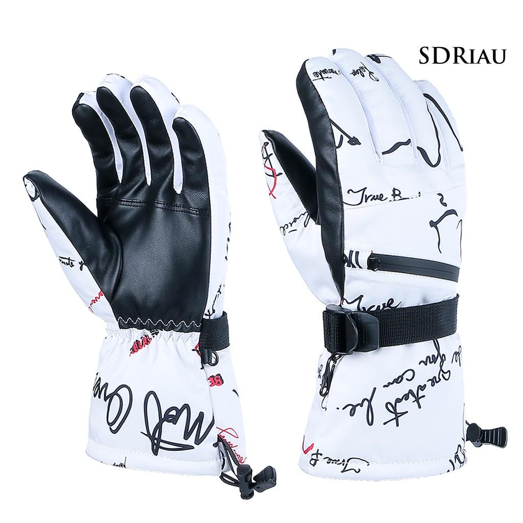Găng Tay Trượt Tuyết Kẻ Sọc In Chữ Graffiti Chống Thấm Nước Unisex