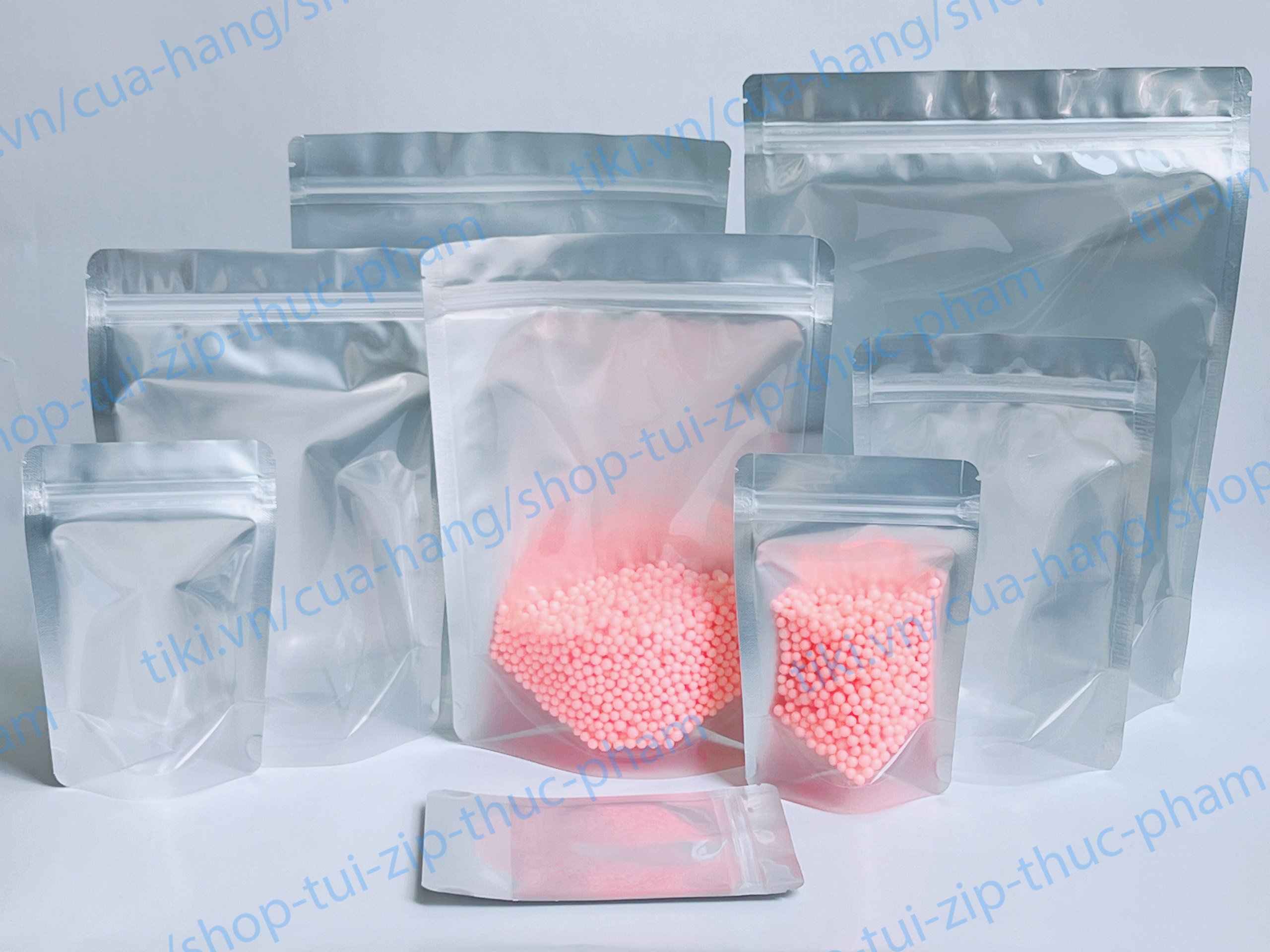 1KG Túi Zip Bạc - Túi zip bạc 1 mặt trong đựng thực phẩm khô, nước, túi đựng bánh kẹo - Túi zip zipper ziplock đáy đứng take away