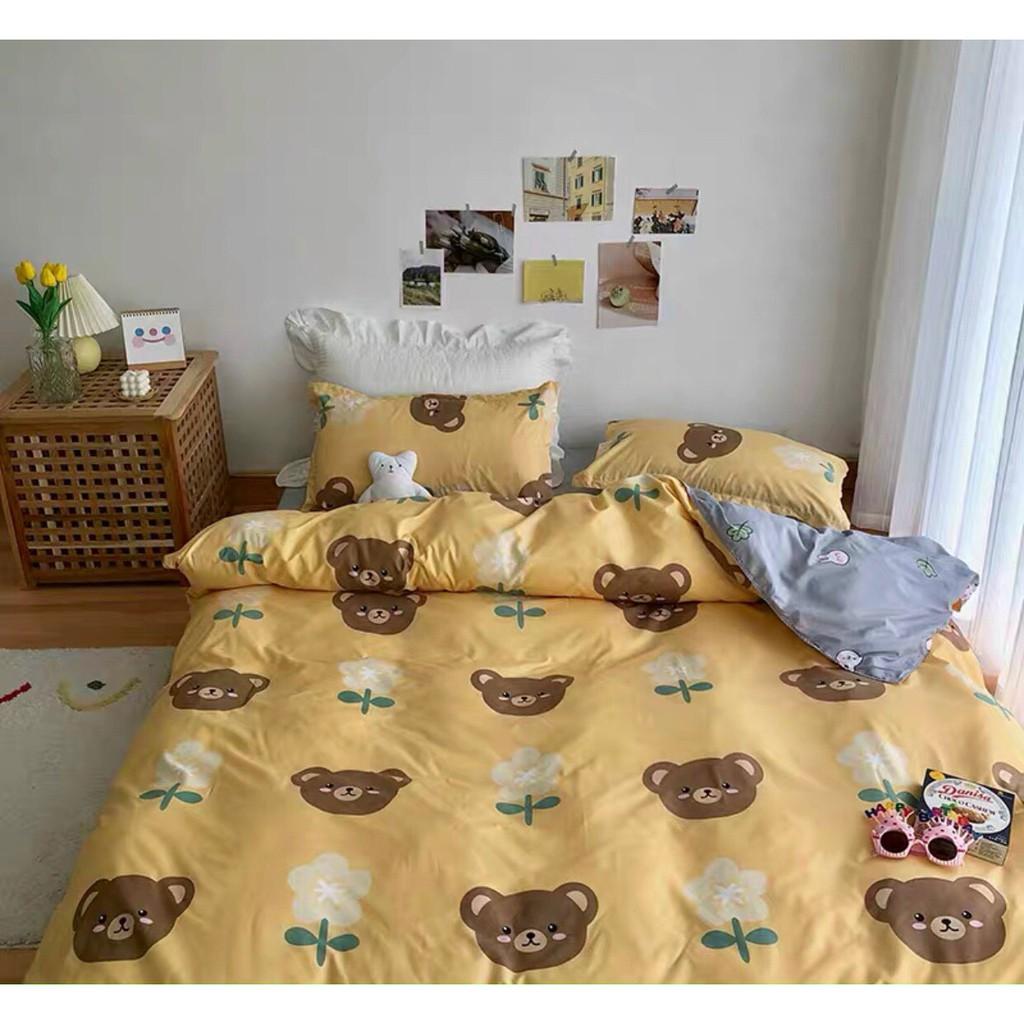 Bộ chăn ga gối sét hè Cotton Poly M2T bedding chăn ga Hàn Quốc miễn phí bo chun drap ga giường - xả kho