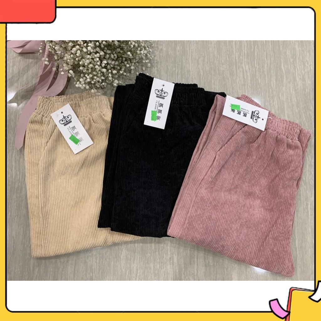 Quần Nhung Ống Rộng Culottes Ulzzang Cạp chun nữ