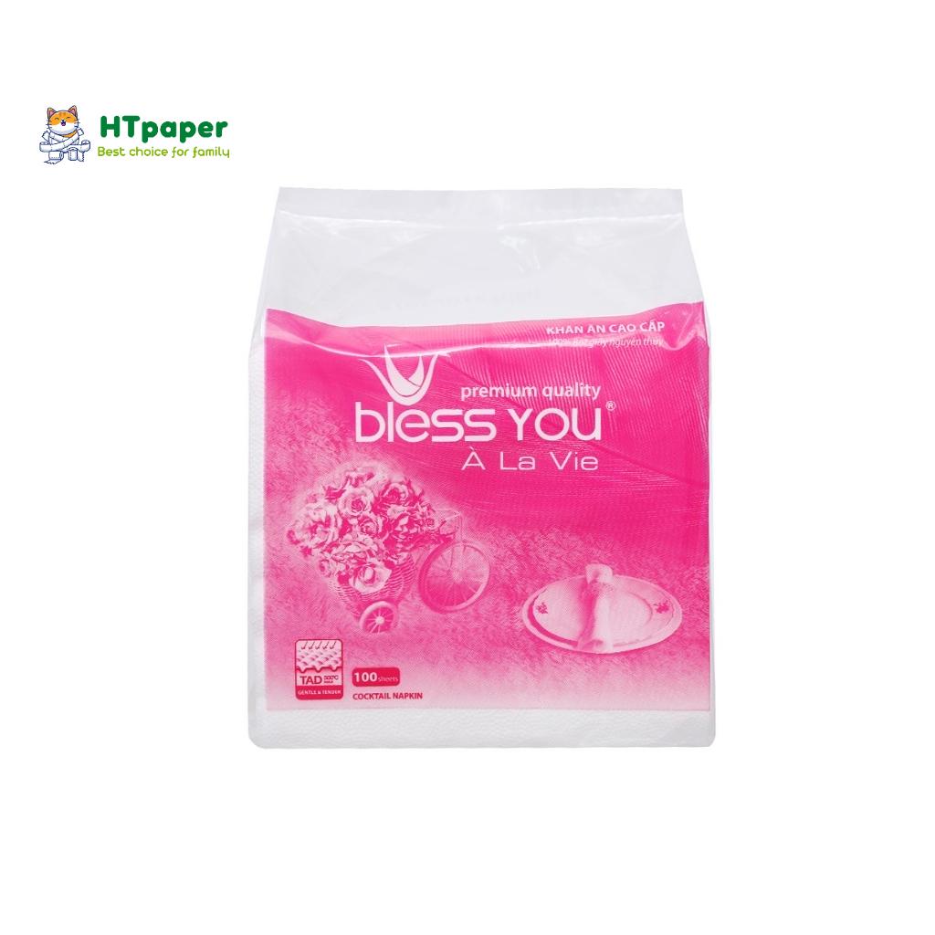 Khăn giấy vuông Bless You À La Vie khổ 23 x 23 cao cấp 100 tờ tiện dụng