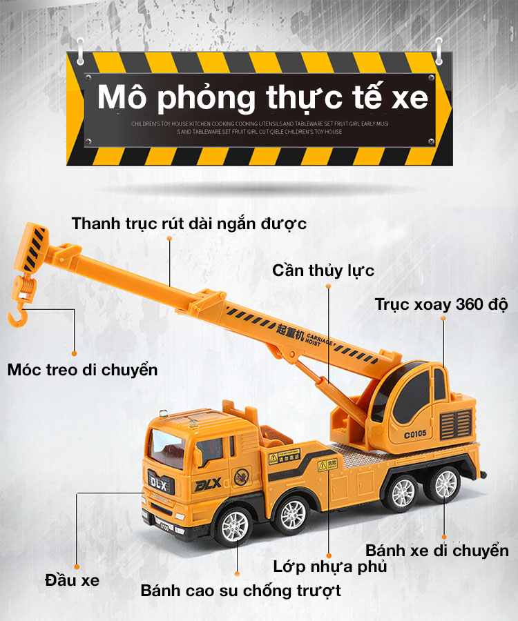 Xe đồ chơi mô hình KAVY xe cần cẩu cứu hộ NO.8807 cho bé chất liệu nhựa an toàn, kích thước lớn