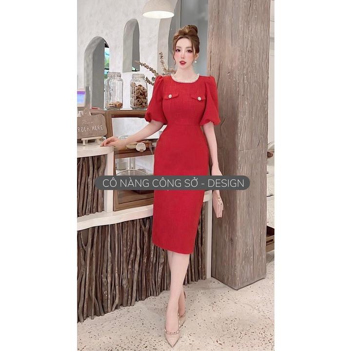 Váy Dạ Thiết Kế Lin Dress Chất Liệu Vải Dạ Cao Cấp Màu Đen, Đỏ, Kem - Đầm Dạ Thiết Kế Thanh Lịch Trẻ Trung