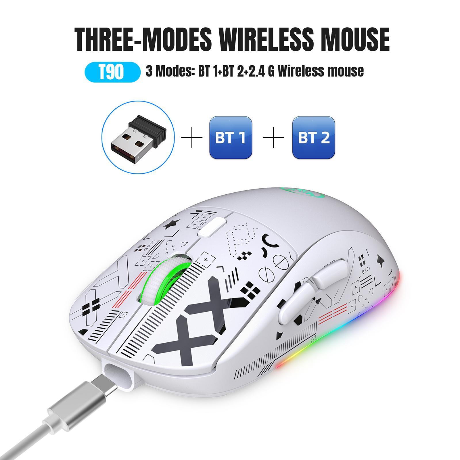 2.4G Mouse Gaming Mouse Triple Mode with USB Receiver Ergonomic 3600 DPI Cordless Optical Mouse for PC Laptop Gamer