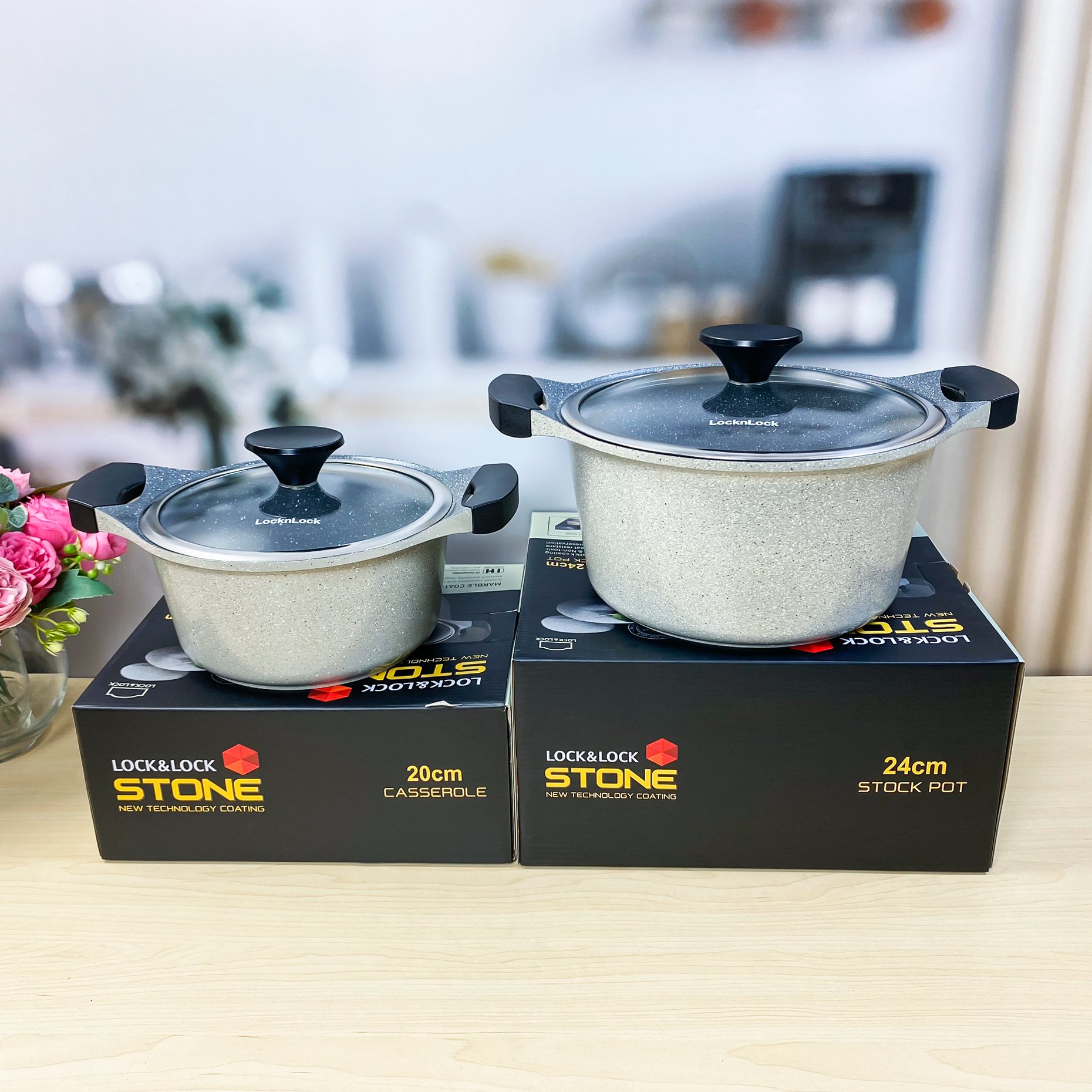 Nồi Đá Stone 7 Lớp Cao Cấp 24cm Thành Cao LCA6244D