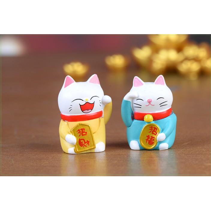 Combo 04 mô hình mèo thần tài Maneki Mako dễ thương cho các bạn trang trí tiểu cảnh, móc chìa khóa, DIY