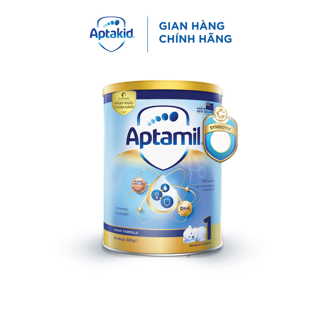 Sữa bột Aptamil New Zealand hộp thiếc số 1 (380g) cho bé 0-12 tháng tuổi