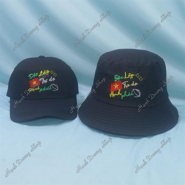 Set Nón Cặp Bucket & Cap Độc Lập Tự Do Hạnh Phúc (TDH01); (KDL01) - Đen