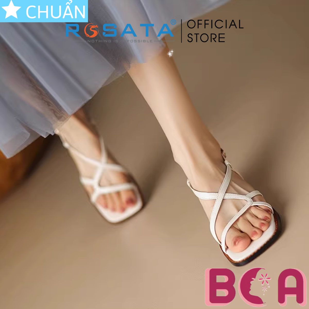 Sandal nữ đế thấp 2 phân RO653 ROSATA tại BCASHOP phong cách thời trang và năng động, trẻ trung