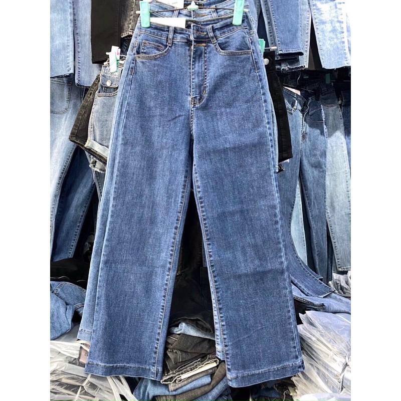 Quần jeans cạp cao ống đứng chất jeans giãn- shop tự chụp