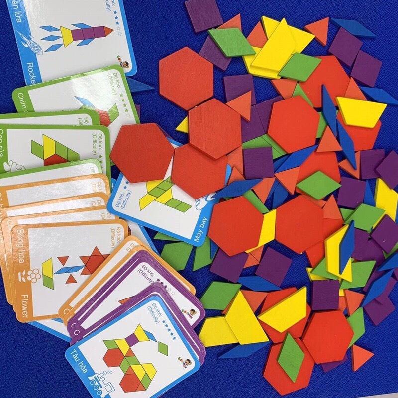 GHÉP HÌNH MONTESSORI, BỘ155 Chi Tiết CHO BÉ THỎA SỨC SÁNG TẠO- CÓ KÈM ĐẾ LÓT