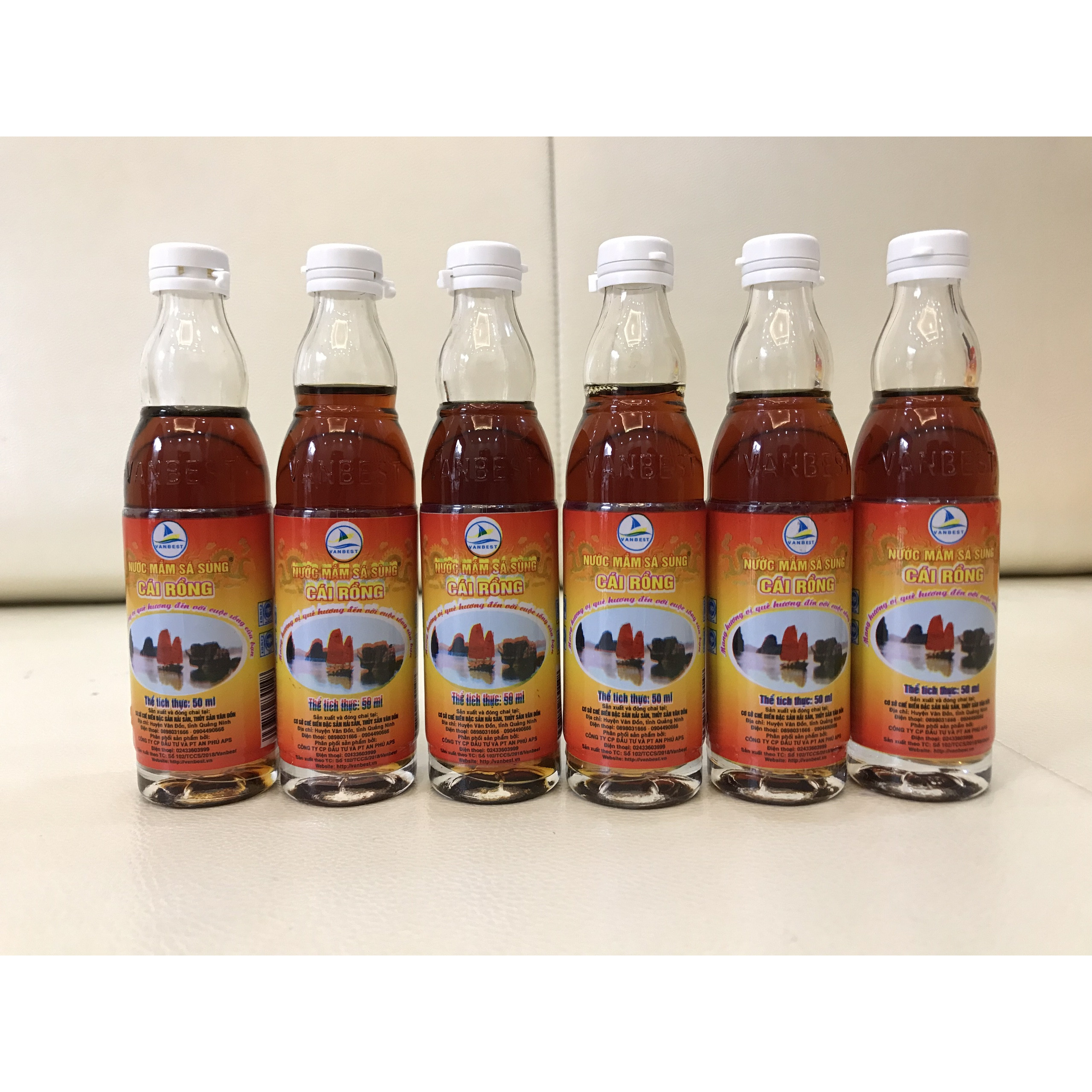 [Hộp 6 chai 36N 50ml] Nước mắm sá sùng Vân Đồn Cái Rồng loại 36 độ đạm hộp 6 chai mini 50ml giải pháp ngon miệng mọi nơi