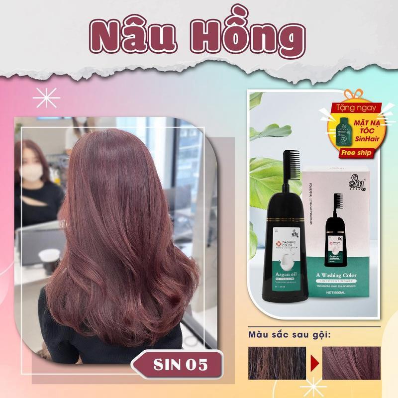 Màu Nâu Hồng - Dầu gội đổi màu tóc Sin Hair