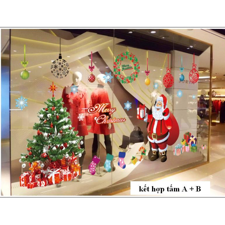 Decal trang trí noel bộ kết hợp size lớn mừng giáng sinh