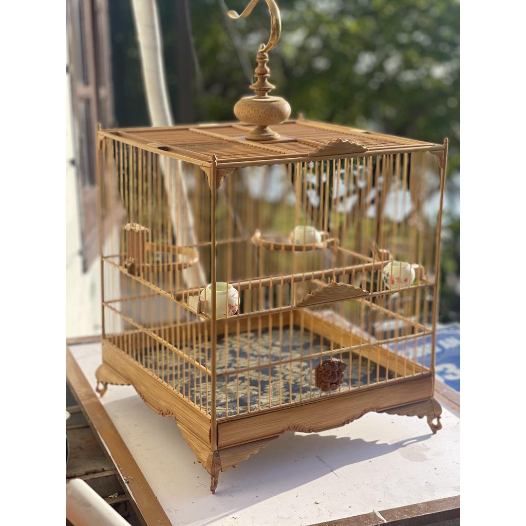 Lồng Chim Chào Mào Vuông Đấu Tre Hỗ Phù - Hàng Nguội Kỹ - Nét - Đẹp - Lồng Chim Tony Store