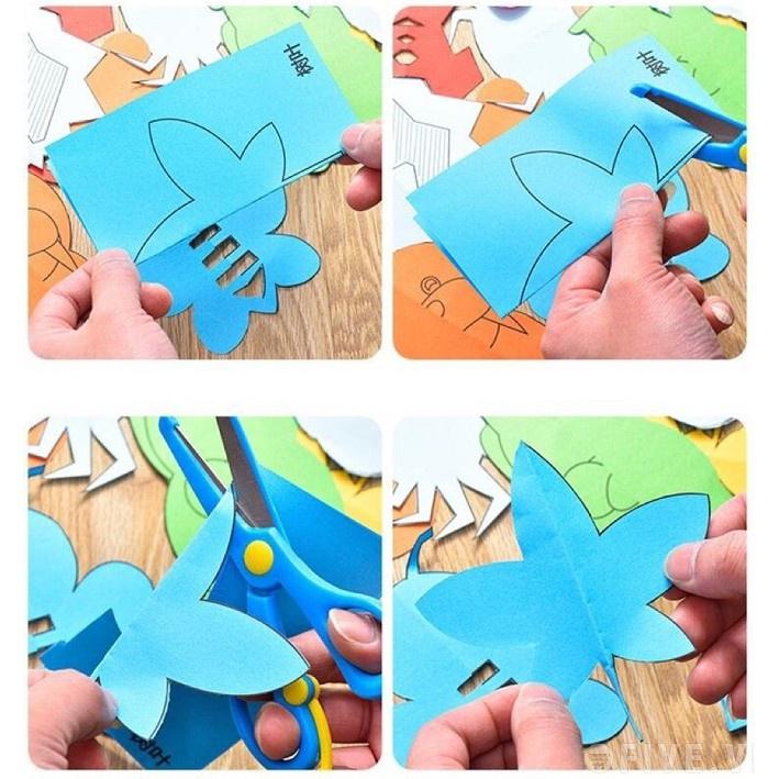 Bộ đồ chơi cắt giấy thủ công tạo hình cho bé (240 tờ giấy màu + 2 kéo an toàn)