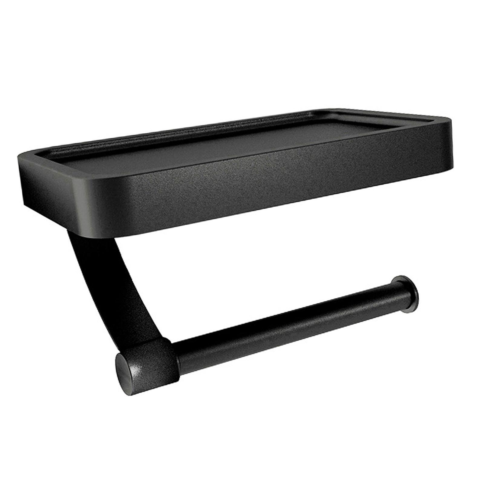 Paper Roll Holder Aluminum Shelf Multifunctional Toilet Roll Holder for Wall