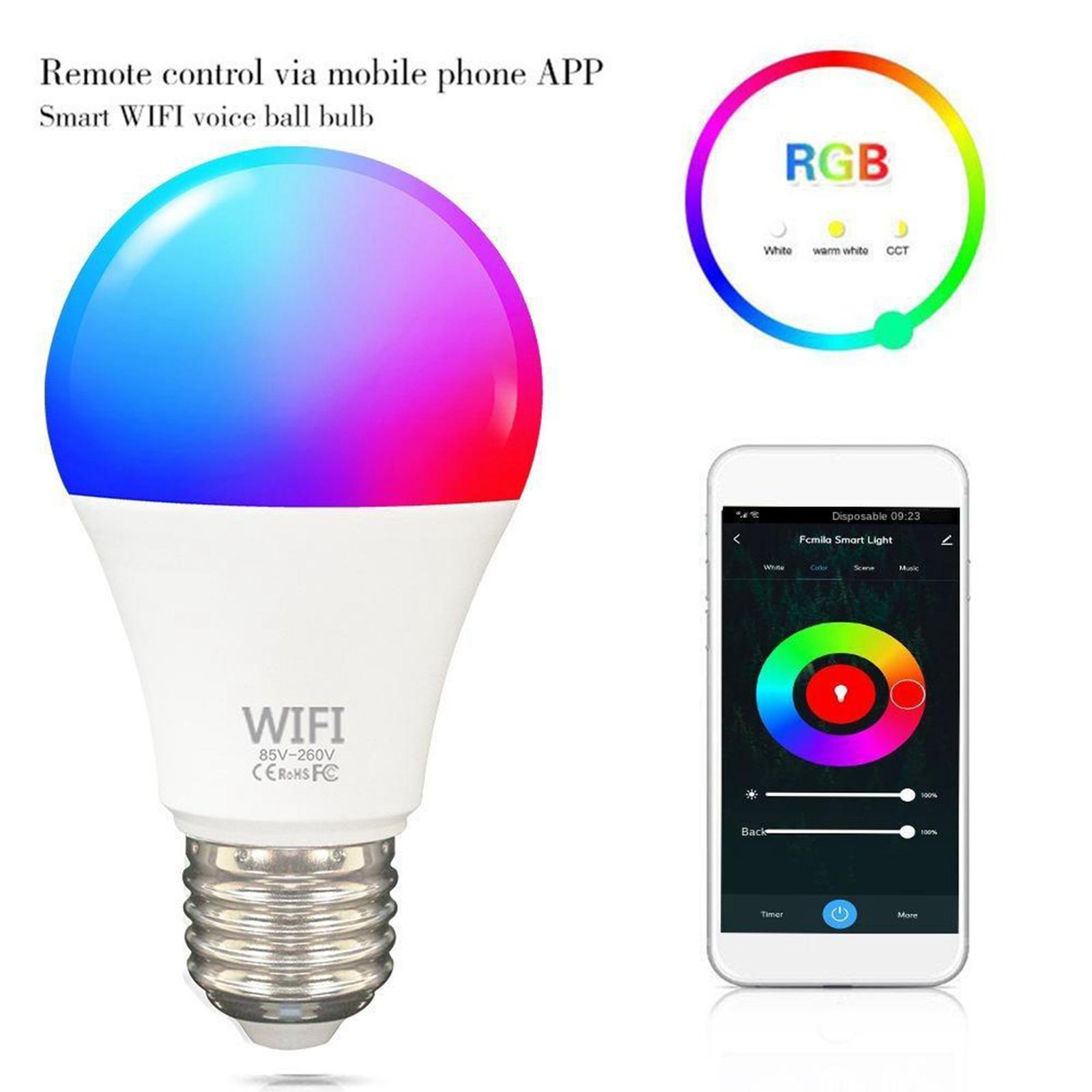 WiFi Smart Light Bulbs Dimmable LED E27 Control/Google Home/Alexa