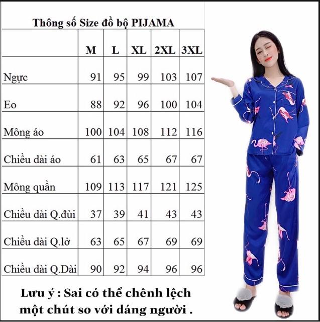 SIZE L-2XL(50-75kg)Pijama LỤA SATIN IN CHÂN, túi quần sâu