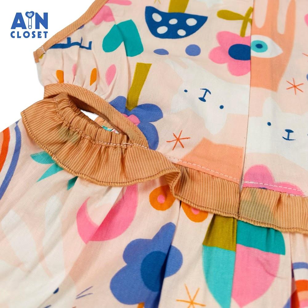 Đầm bé gái họa tiết Rừng Nấm cam cotton - AICDMERQKSAJ - AIN Closet