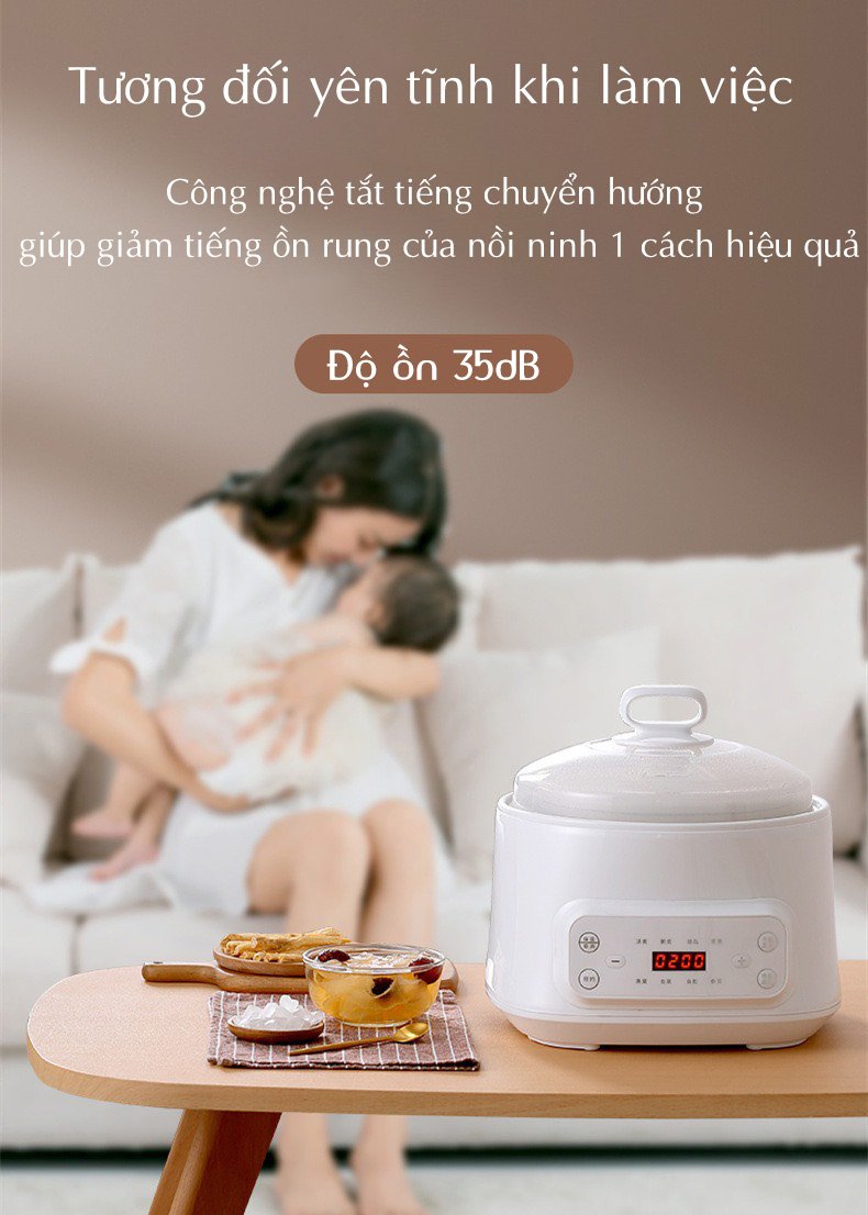 Nồi Nấu Cháo Chậm, Hầm 3L Đa Chức Năng Nhiều Chế Độ, Hẹn Giờ 24h Nấu Cháo, Súp, Yến Xào Cho Bé Những Món Ăn Đầy Đủ Dinh Dưỡng