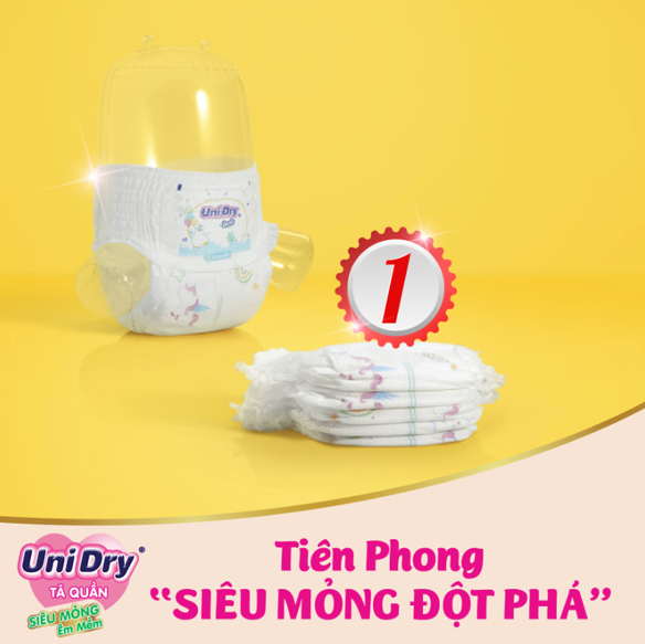 Combo 2 tã quần em bé siêu mỏng UniDry  - Tặng 2 gói khăn ướt Unifresh VitaminE 80M