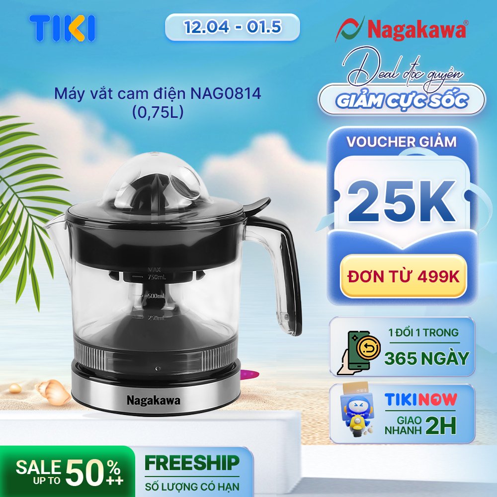 Máy vắt cam điện Nagakawa NAG0814 (0.75 Lít) - Hàng Chính Hãng