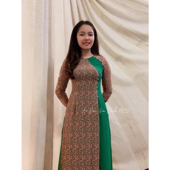 Áo dài lụa phối hoa cực xinh