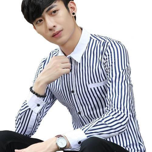 Áo Sơ Mi Nam Dài Tay Hàn Quốc Họa Tiết Sọc Cao Cấp