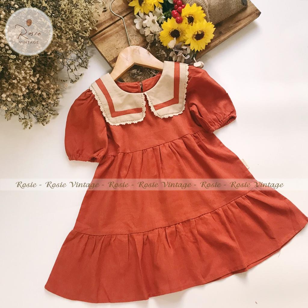 Váy thủy thủ ROSIE V20, chất vải Linen 100% tự nhiên, thấm hút mồ hôi cực tốt, mặc thoáng mát cho bé gái từ 9 - 36kg