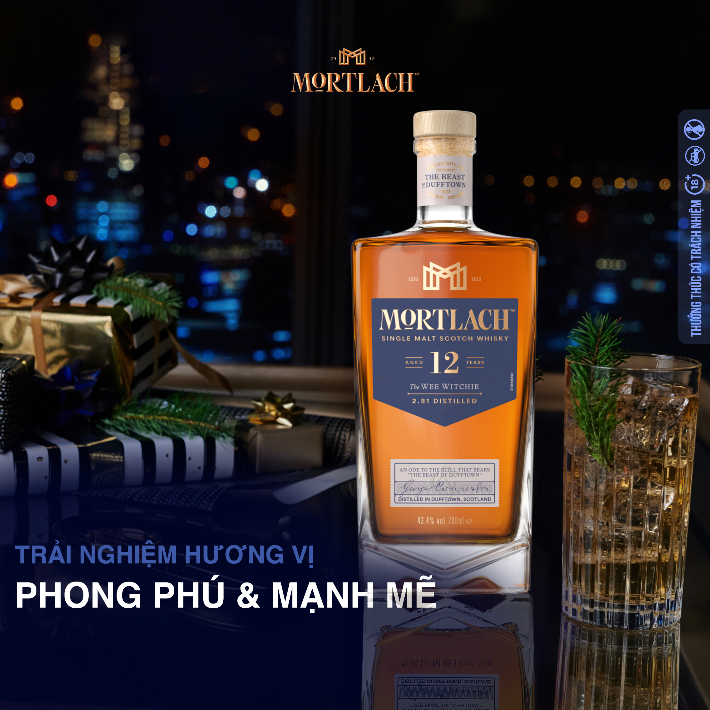 Rượu Mortlach Aged 12 Years Single Malt Scotch Whisky 43.4% 700ml [Kèm Hộp]