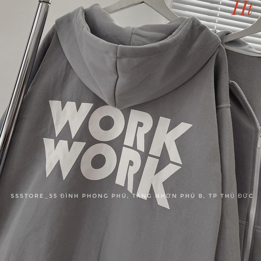 Áo Khoác Nỉ Cotton Work Áo Khoác Hoodie Dày Dặn Nam Nữ DTH09