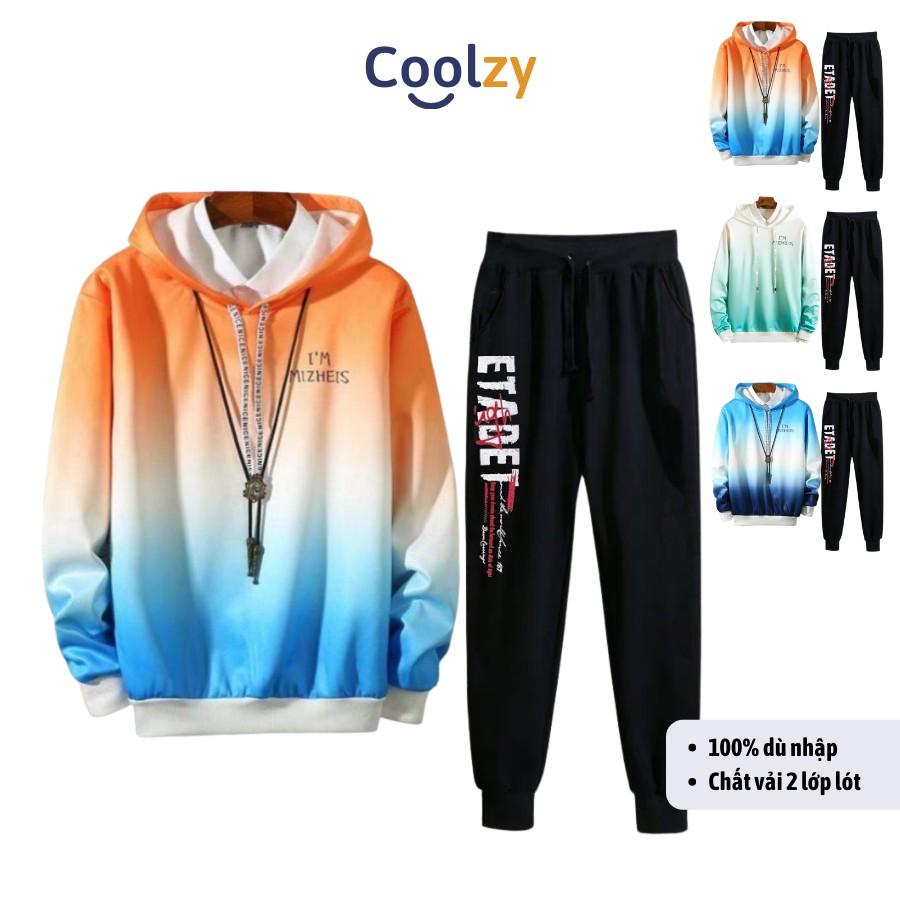 Set Áo Hoodie quần Jogger ️ Áo khoác nỉ thu đông unisex trần bông 2 lớp 2 MÀU + ETADET, form unisex nam nữ trẻ trung