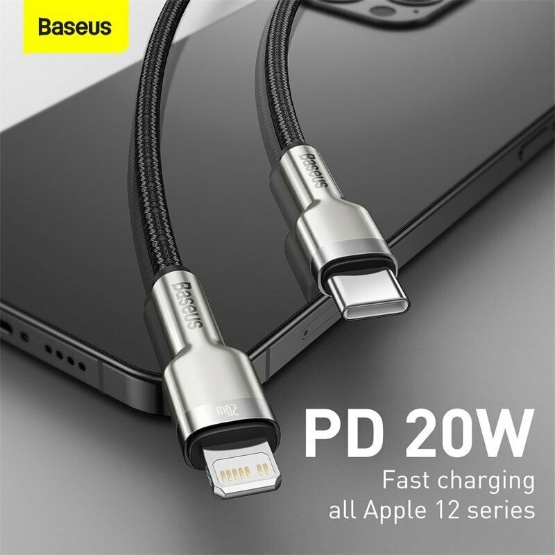 Dây sạc Baseus IP12 20W, Cáp sạc Baseus cho IP12 20W Type C to IP, Cáp sạc nhanh Baseus Metal Cho iPhone 12 Mini Pro Max PD 20W - Hàng nhập khẩu