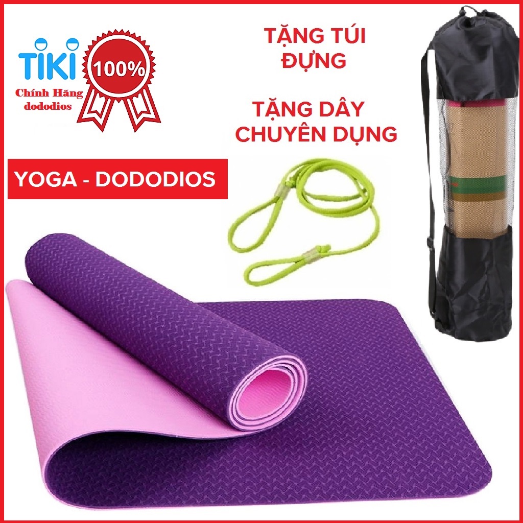 [CHỌN MÀU] THẢM TẬP YOGA, GYM 2 LỚP+ TÚI ĐỰNG THẢM TẬP YOGA + DÂY BUỘC CHUYÊN DỤNG - CHÍNH HÃNG DODODIOS