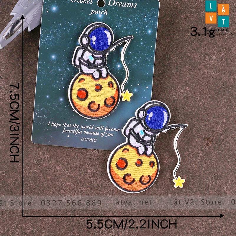 Patch ủi quần áo Phi hành gia vũ trụ 638 cực kì dễ thương, dán Vali, tủ lạnh, sticker dán quần áo.