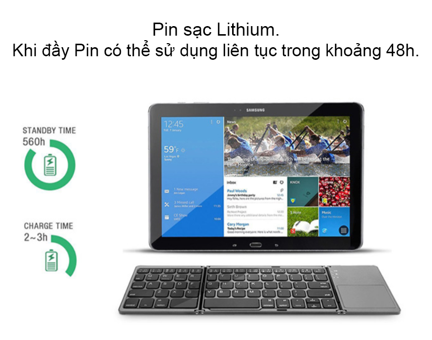 Bàn Phím Bluetooth có mặt di chuột cho Laptop tablet điện thoại AB033