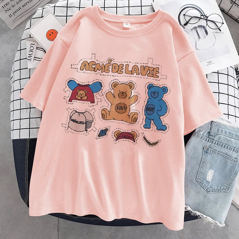 Áo Thun Nữ Tay Lỡ Unisex In Hoạt Hình Gấu ACME DE LA VIE