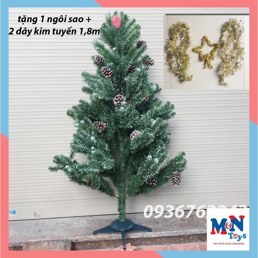 Cây thông Noel 3 loại lá gắn trái thông nhiều kích cỡ