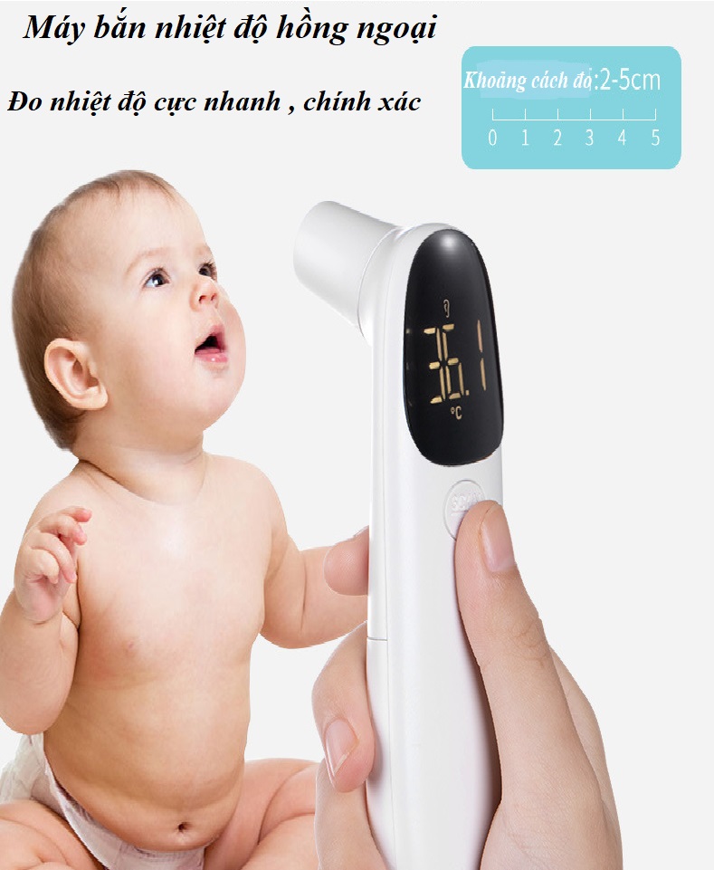 MÁY ĐO NHIỆT ĐỘ HỒNG NGOẠI CƠ THỂ CỰC NHANH- Cảnh Báo Sốt -- Tặng Kèm 1 Cặp Pin