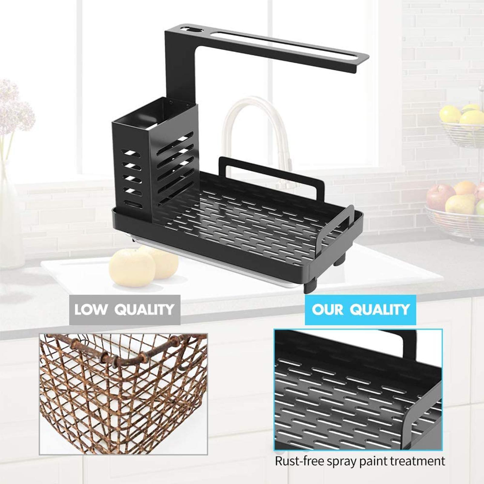 2-3pack Simple Kitchen Sink Organizer for Sink Soap Brush Holder with Drain Pan