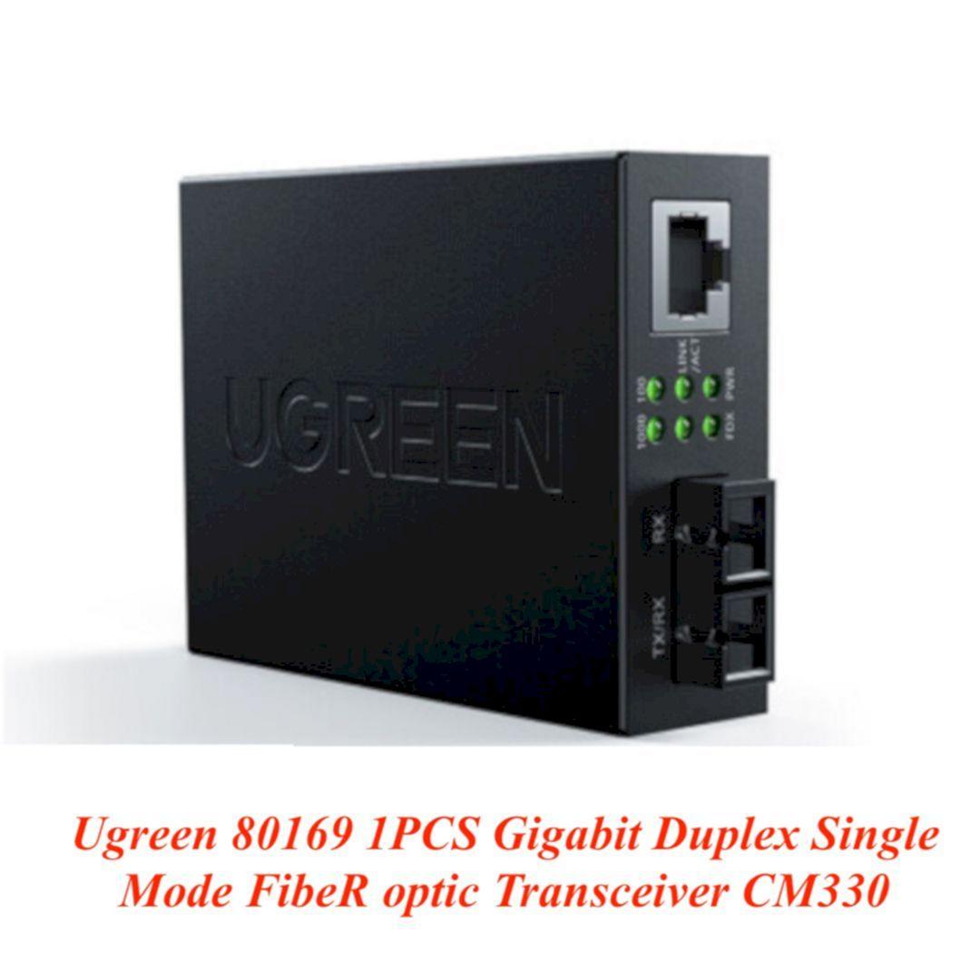 Ugreen UG80169CM330TK 1PCS 0-20KM Gigabit Màu đen Bộ chuyển đổi Cáp Mạng Sợi Quang chuẩn SC sang Cáp Mạng Lan RJ45 - HÀNG CHÍNH HÃNG